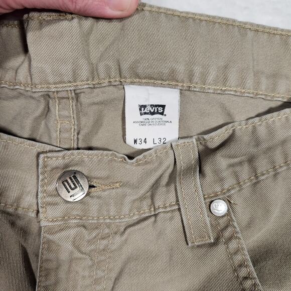 Vintage Levi's L2 Khaki Pants Men's 34x32 Baggy Loose 90s Y2K Skater 100% Cotton - Picture 8 of 13